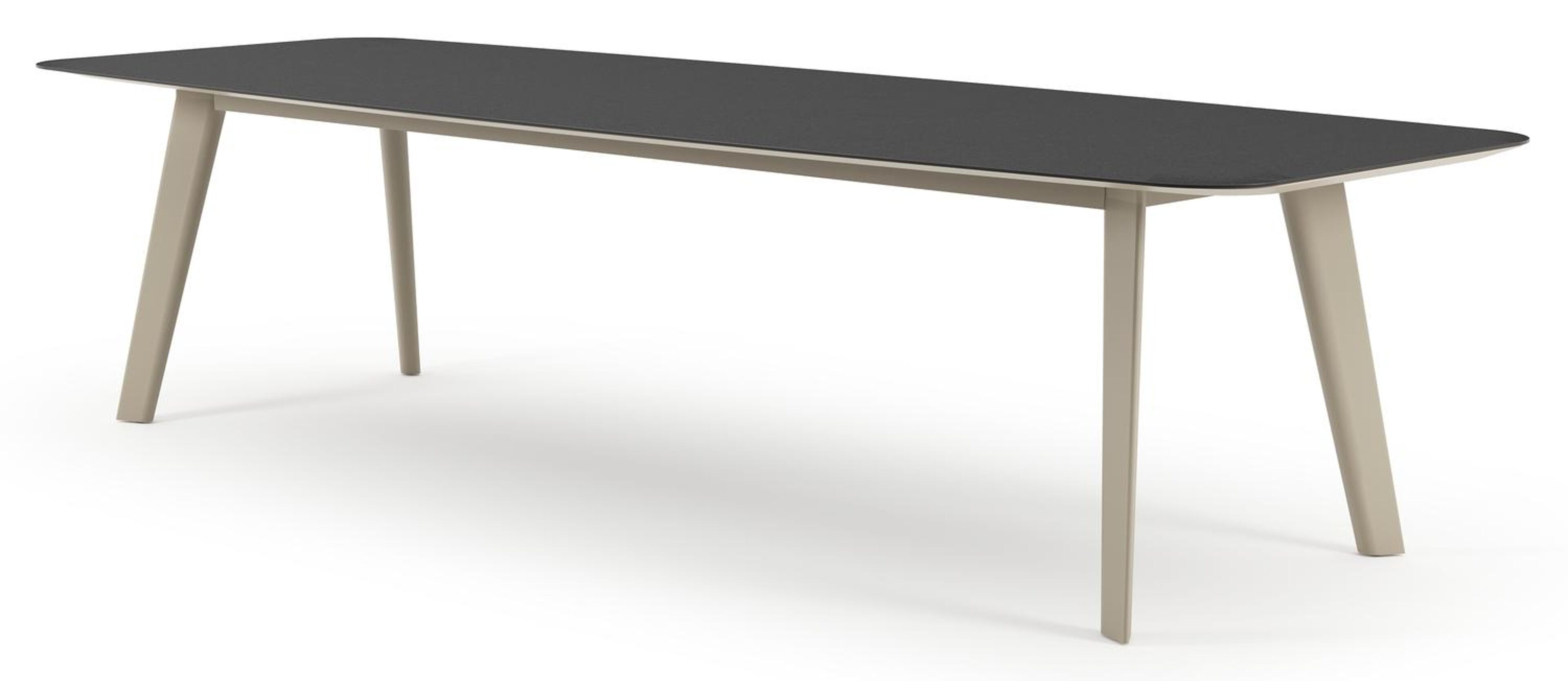 Lacrima tuintafel bootvorm in beige aluminium en volkeramiek Nero Black - L 315 x B 115 x H 73 cm