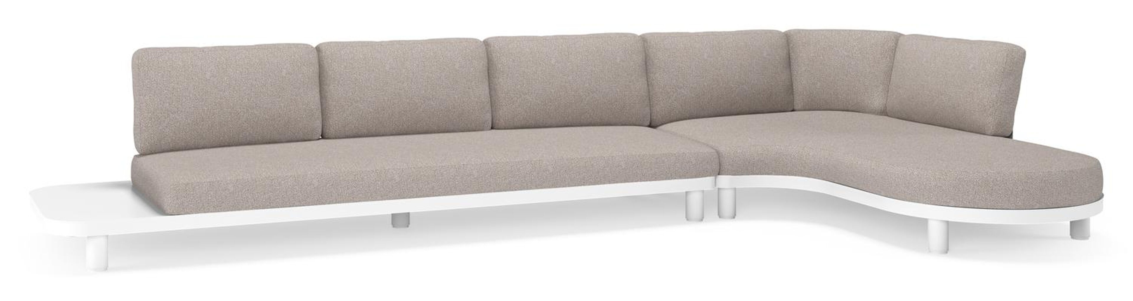 Donato loungehoek in wit aluminium met all weather sunbrella® luxe Tundra Charcoal kussen