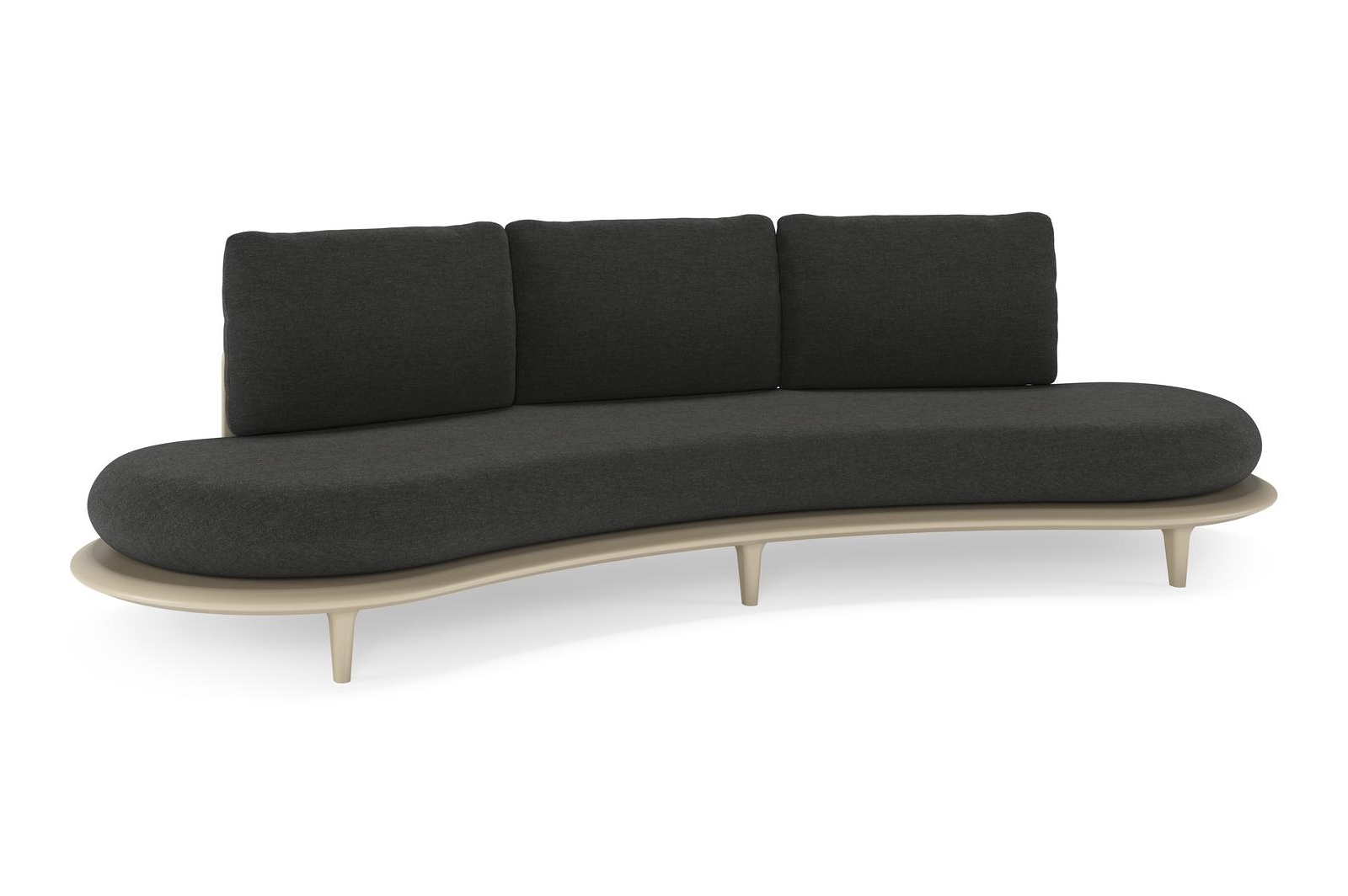 Bomero loungebank in beige aluminium met chartres sooty all weather sunbrella® luxe kussen