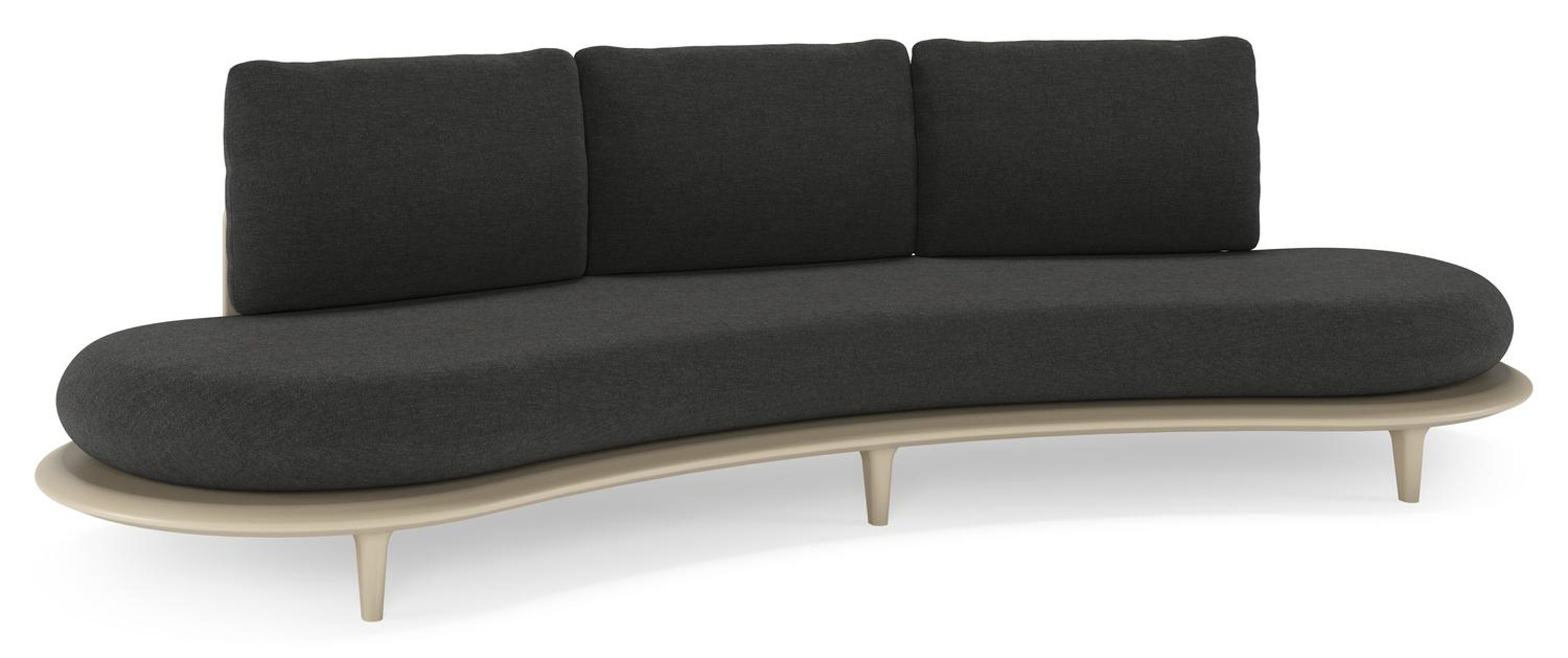 Bomero loungebank in beige aluminium met chartres sooty all weather sunbrella® luxe kussen