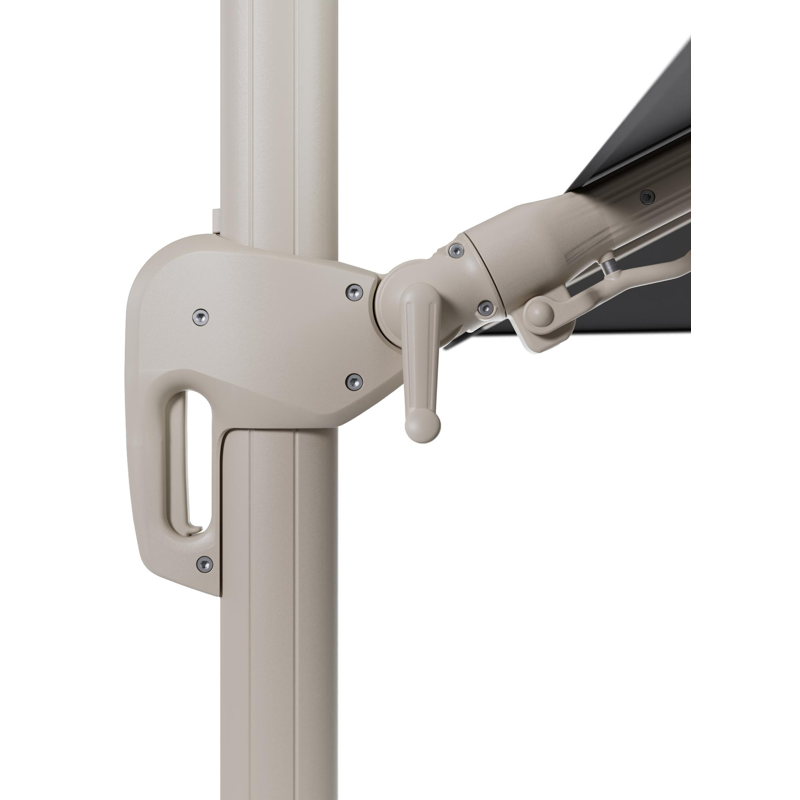 Parasol pendant Rufina avec fonction tilt en aluminium beige et toile de parasol en All Weather Sunbrella® Luxe Natte Charcoal Chine  - Lg.1 300 x Lg.2 300 cm (sans pied de parasol