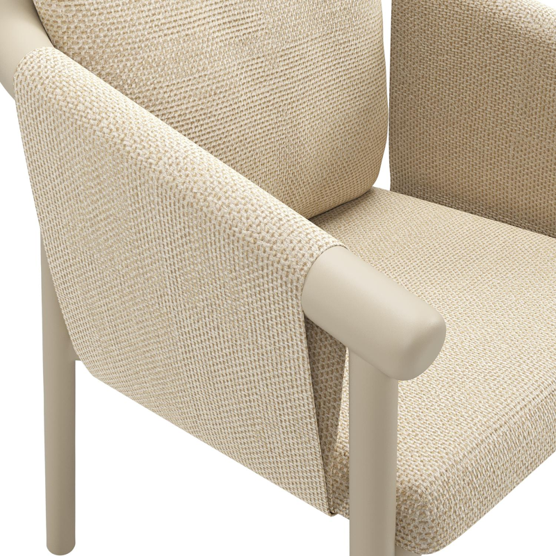 Amico stapelbare tuinstoel in beige aluminium met stoelkussen in All Weather Cosytica Althea Camel