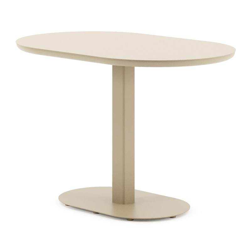 Teramo kantelbare tuintafel rechthoekig afgerond in beige aluminium - L 110 x B 70 x H 74 cm