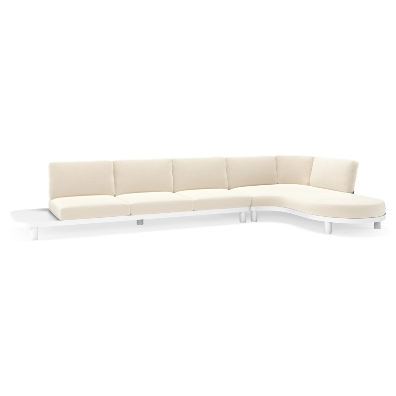 Donato loungehoek in wit aluminium met all weather cosytica Althea Off White kussen