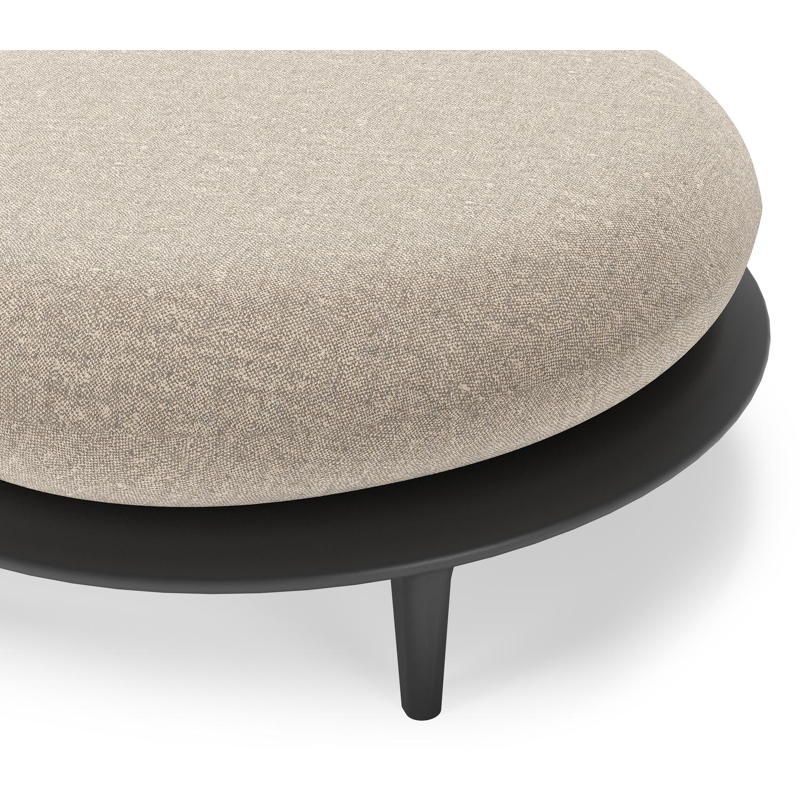 Bomero poef in zwart aluminium met chartres pewter all weather sunbrella® luxe kussen