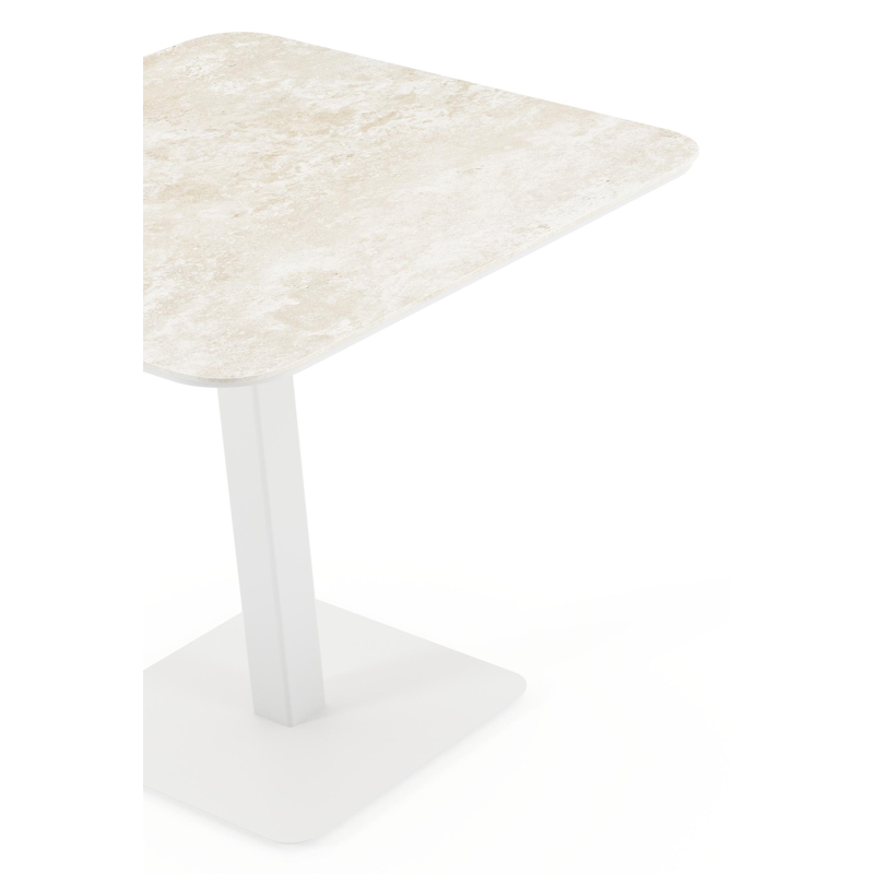 Fano kantelbare tuintafel afgerond vierkant in wit aluminium en volkeramiek Rapolano L 80 x B 80 cm