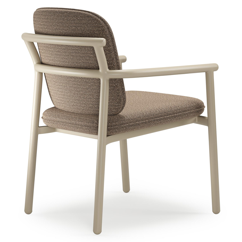 Bono stapelbare tuinstoel in beige aluminium met stoelkussen in All Weather Solica Firenze Bamboe