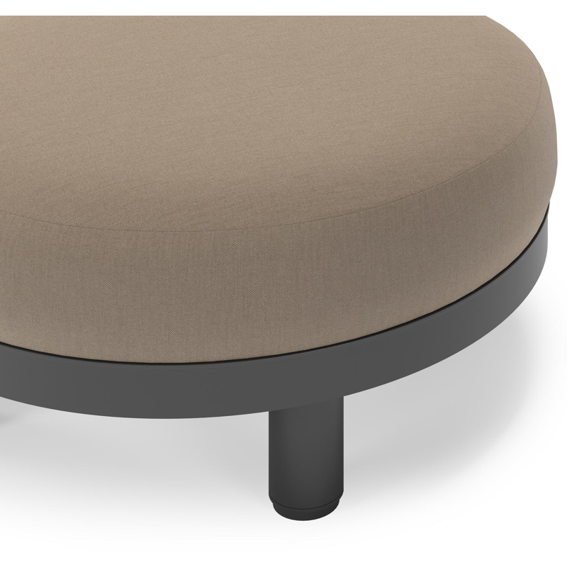 Donato lounge poef in zwart aluminium met All Weather Sunbrella® Luxe Natte Heather Grey kussen