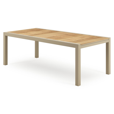 Calobra verlengbare tuintafel rechthoekig in beige aluminium en teak - L 220-330 x B 107 x H 75 cm