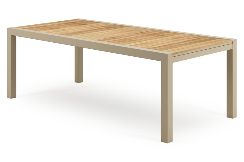 Calobra verlengbare tuintafel rechthoekig in beige aluminium en teak - L 220-330 x B 107 x H 75 cm