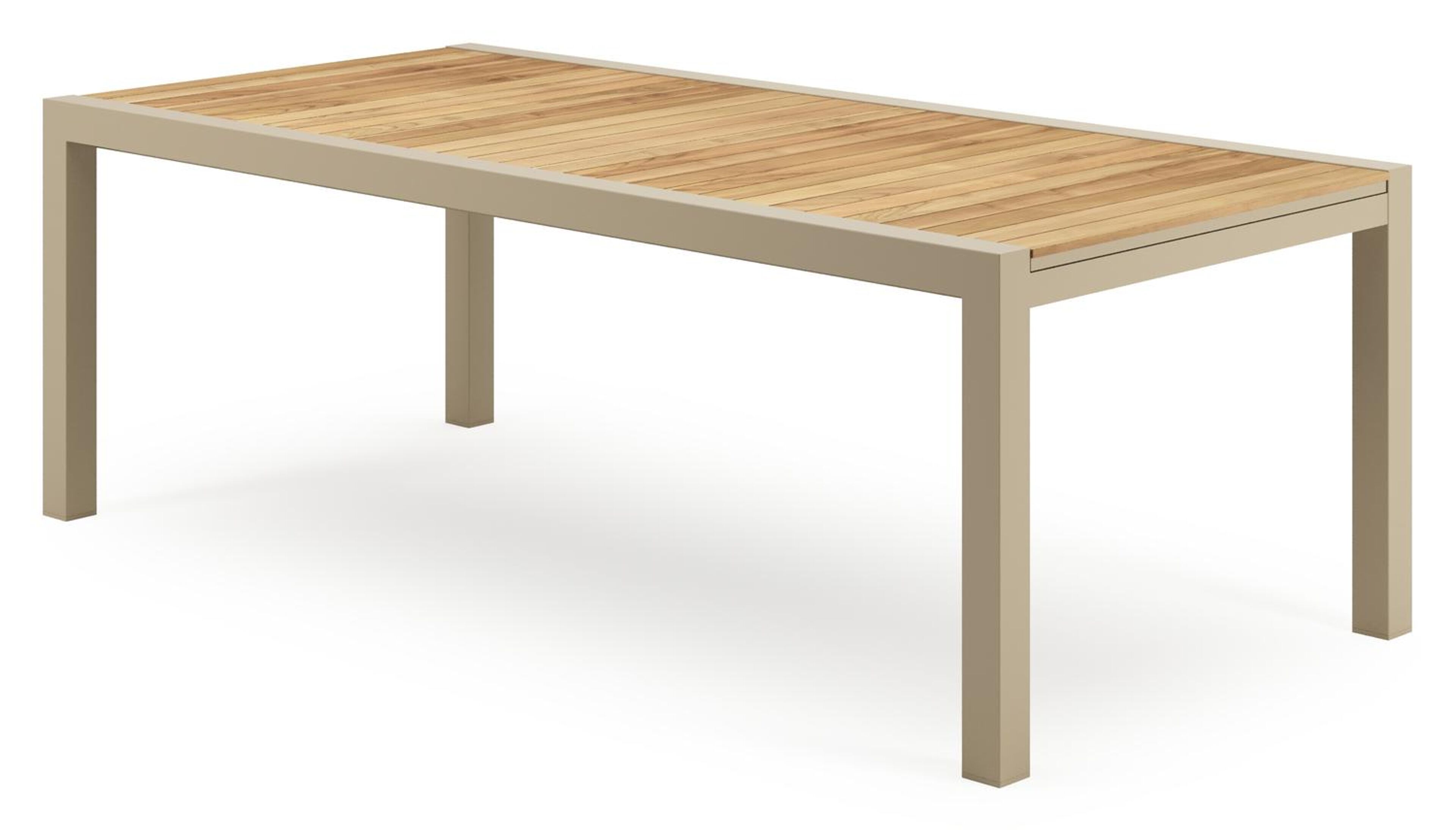 Ensemble de jardin Calobra extensible rectangulaire en aluminium beige et teck avec 10 chaises de jardin Amalfi