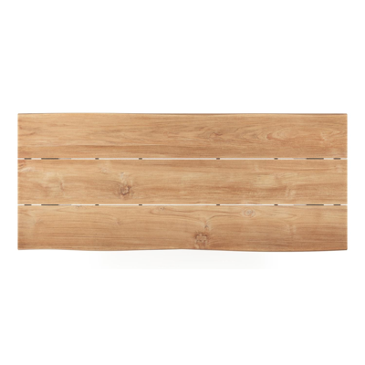 Pagino tuintafel boomstam in wit aluminium en teak - L 240 x B 100 x H 73,5 cm