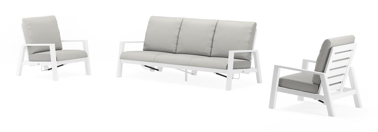 Cirello loungeset in wit aluminium met savane nimbus all weather sunbrella® luxe kussens