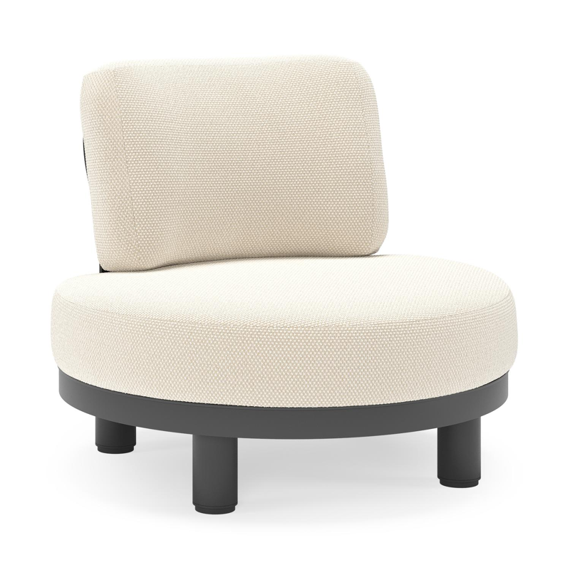 Donato loungestoel in zwart aluminium met all weather cosytica Althea Off White kussen