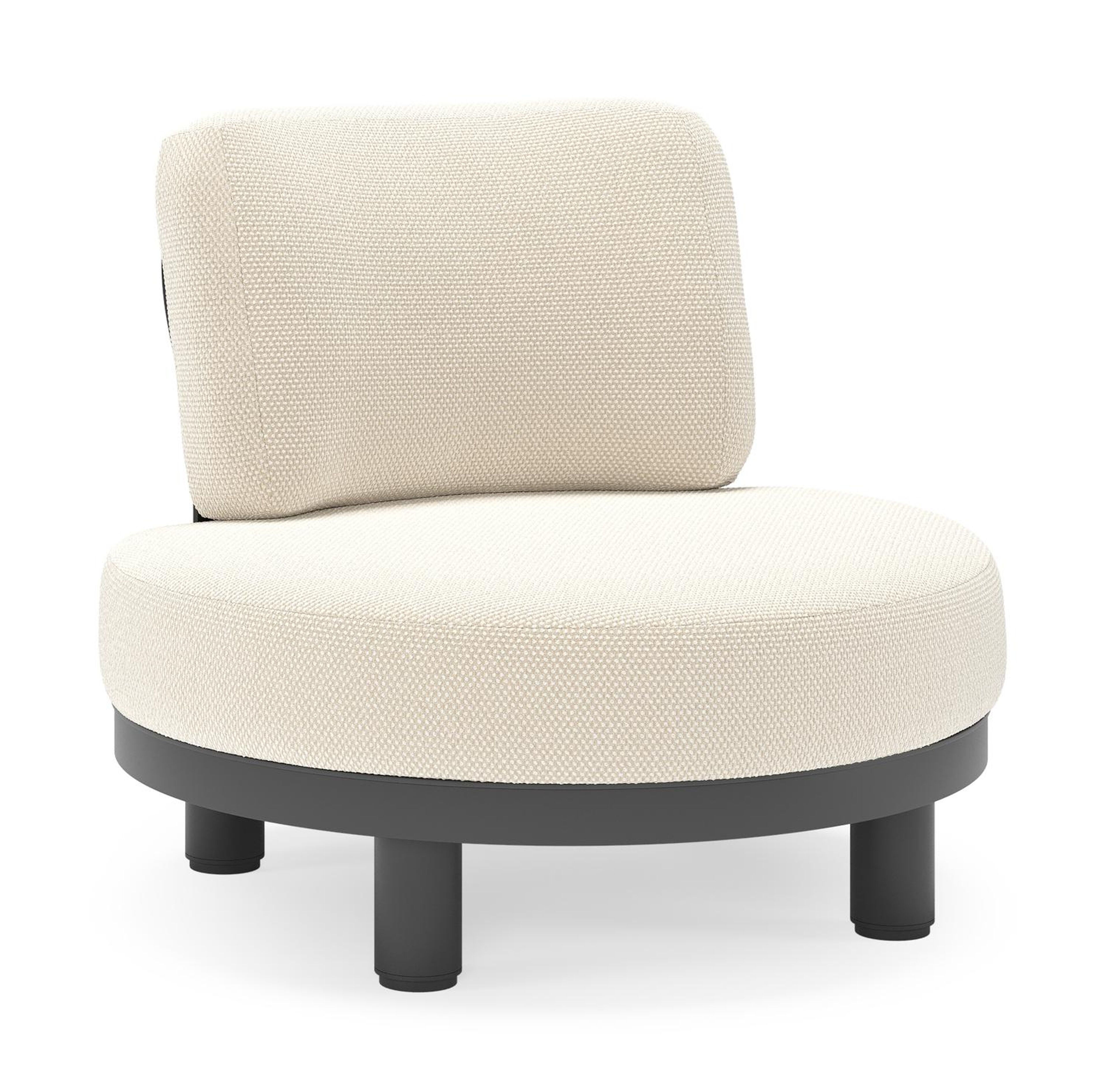 Donato loungestoel in zwart aluminium met all weather cosytica Althea Off White kussen