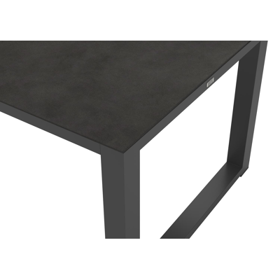 Ensemble de jardin Livo en aluminium noir avec plateau de table en céramique pleine noir et 8 chaises de jardin Artena