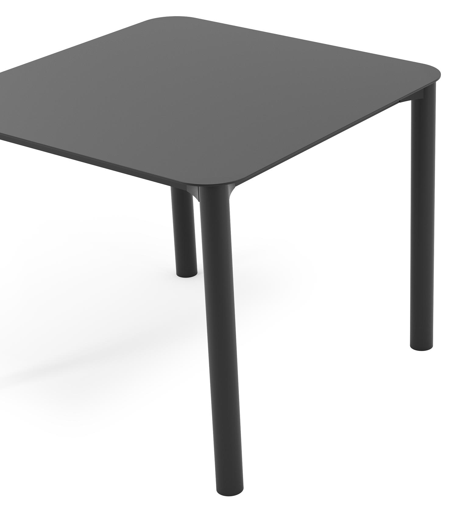 Table de jardin Orso carré arrondi en aluminium noir - Lg. 90 x Lrg. 90 x Haut. 75 cm