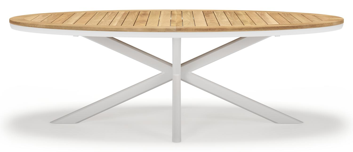 Pamplona ovale tuinset in wit aluminium en teak natural finish met 6 Cosa tuinstoelen