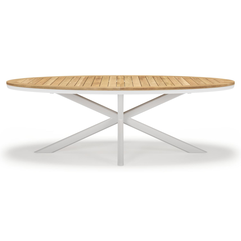 Pamplona ovale tuinset in wit aluminium en teak natural finish met 6 Cosa tuinstoelen