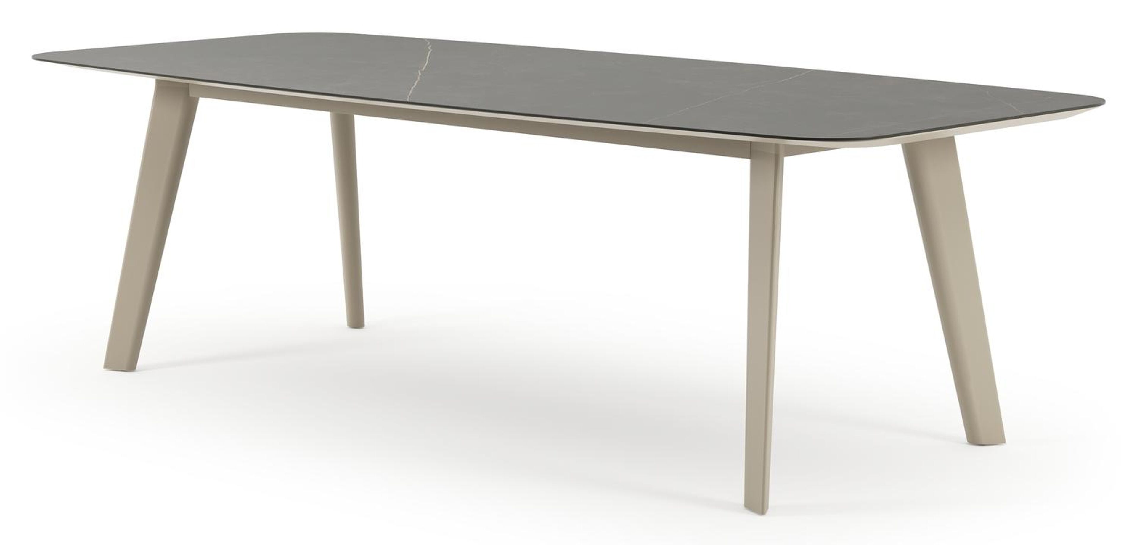 Lacrima tuintafel bootvorm in beige aluminium en volkeramiek Calatorao - L 255 x B 115 x H 74 cm
