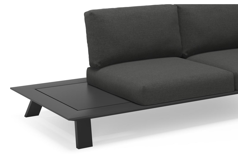 Cesano loungehoek in zwart aluminium met tundra charcoal all weather sunbrella® luxe kussens