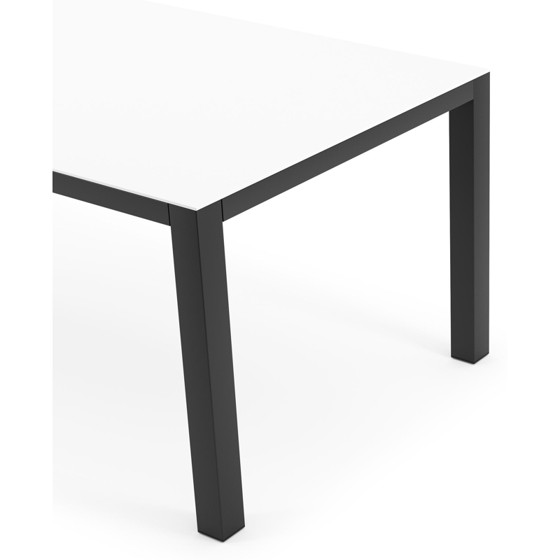 Como tuintafel in zwart aluminium en volkeramiek Arctic White - L 200 x B 100 x H 75 cm