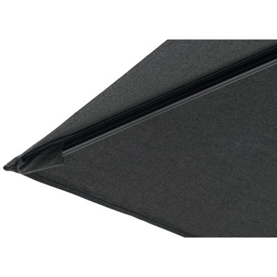 Avola zweefparasol met tiltfunctie in zwart aluminium en Natte Sooty Sunbrella® Premium parasoldoek - L1 200 x L2 300 cm met Avola parasolvoet 90 kg