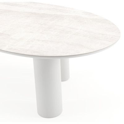 Amico tuintafel mango in wit aluminium en volkeramiek Taj Mahal - L 260 x B 130 x H 73.5 cm