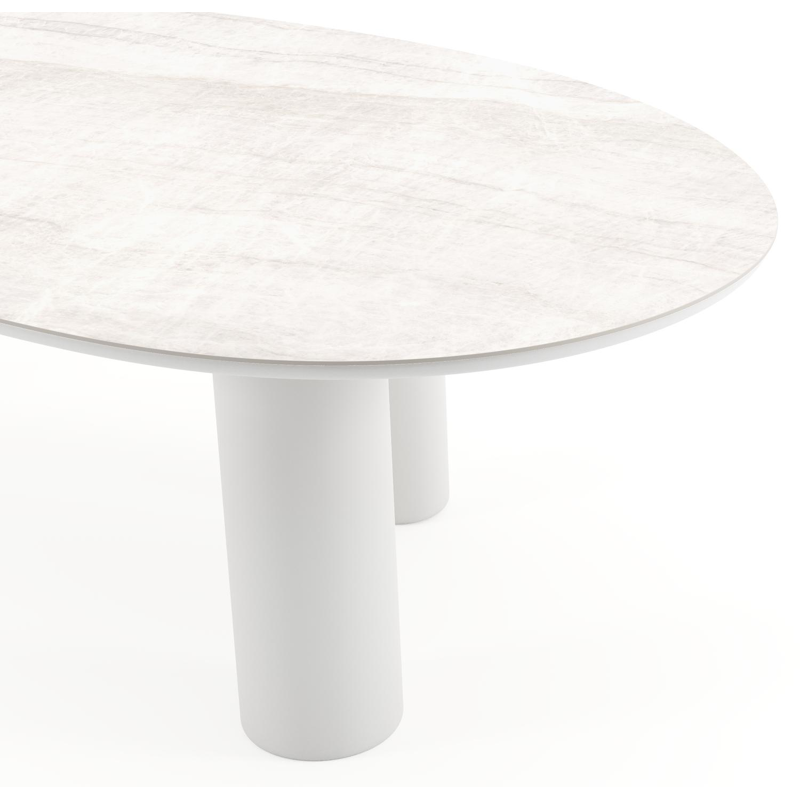 Amico tuintafel mango in wit aluminium en volkeramiek Taj Mahal - L 260 x B 130 x H 74 cm