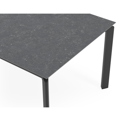 Cirello tuintafel in zwart aluminium en volkeramiek pierre bleue - L 200 x B 100 x H 76 cm