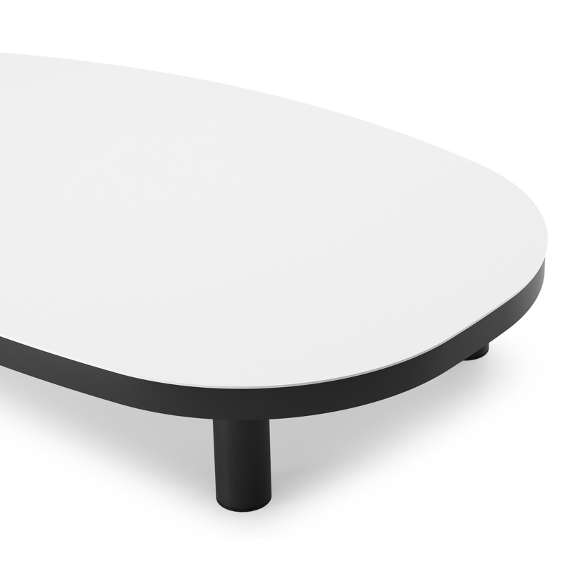 Donato loungetafel organisch in zwart aluminium en volkeramiek Arctic White - L 151 x B 90 x H 25 cm
