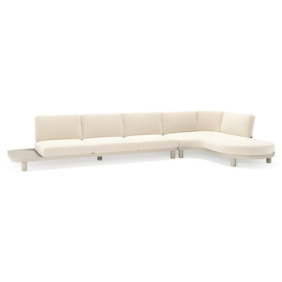 Donato loungehoek in beige aluminium met althea off white all weather cosytica kussen