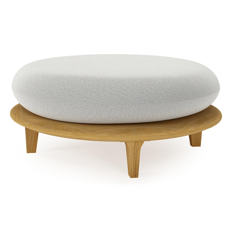 Bomero poef in teak met savane nimbus all weather sunbrella® luxe kussen