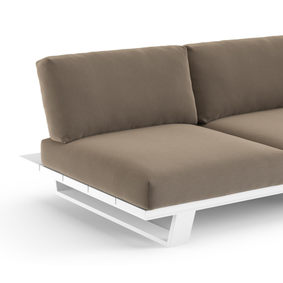 Pagino loungebank in wit aluminium met natte heather grey all weather sunbrella® luxe kussen