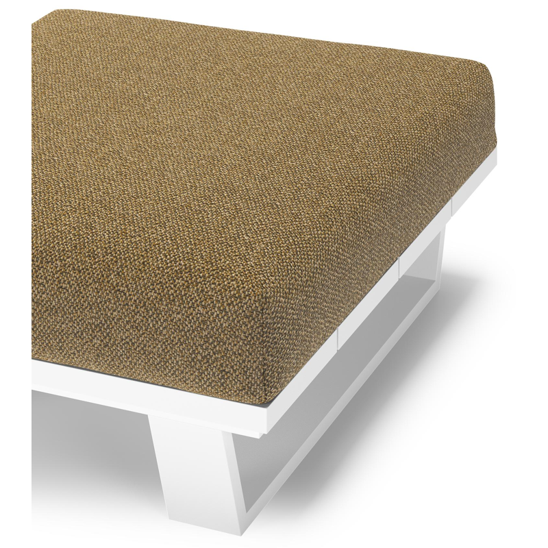 Pouf Pagino en aluminium blanc et coussins en all weather cosytica madagascar walnut