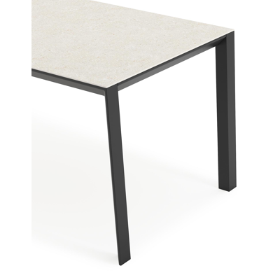 Malito tuintafel in zwart aluminium en volkeramiek shilin - L 180 x B 80 x H 75 cm