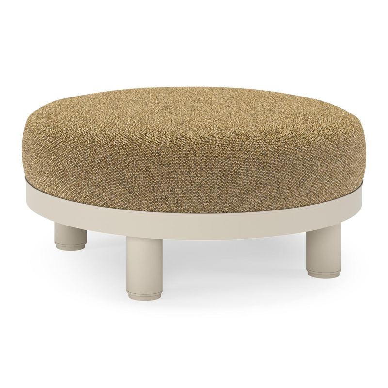 Donato lounge poef in beige aluminium met all weather cosytica Madagascar Walnut kussen