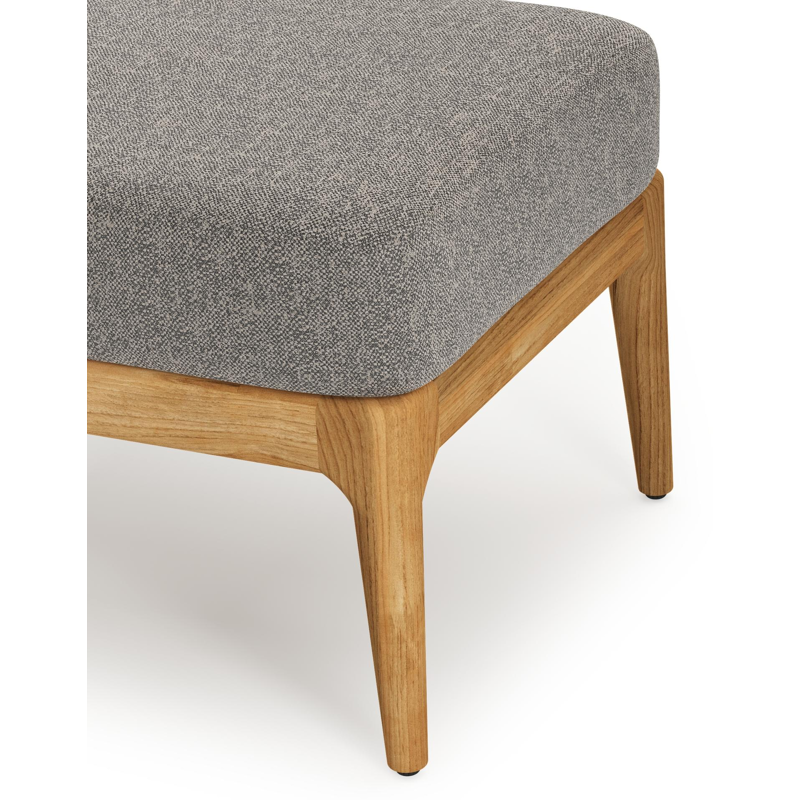 Pouf Orso en teck et coussins en all weather sunbrella® luxe Chartres Drizzle