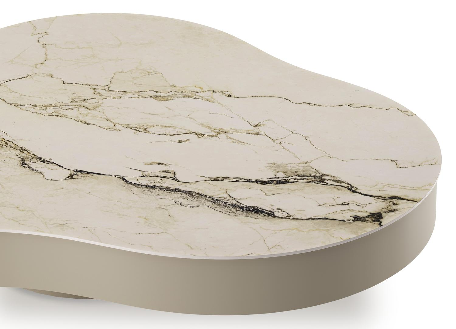 Lomano loungetafel cloud in beige aluminium en volkeramiek Colorado Dunes - L 131 x B 108 x H 25 cm