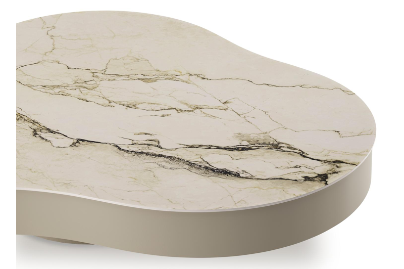 Lomano loungetafel cloud in beige aluminium en volkeramiek Colorado Dunes - L 131 x B 108 x H 25 cm