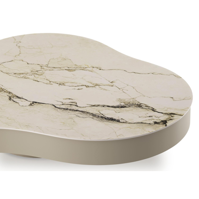 Lomano loungetafel cloud in beige aluminium en volkeramiek Colorado Dunes - L 131 x B 108 x H 25 cm