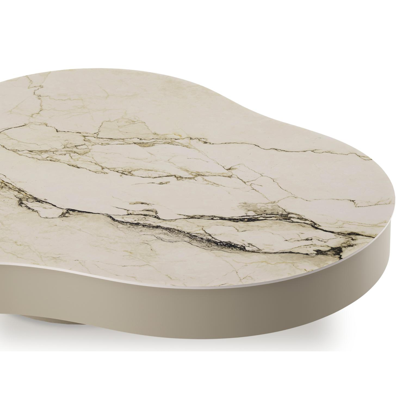 Lomano loungetafel cloud in beige aluminium en volkeramiek Colorado Dunes - L 131 x B 108 x H 25 cm