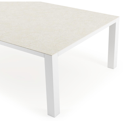 Nano tuintafel in wit aluminium en volkeramiek shilin - L 240 x B 148 x H 75 cm