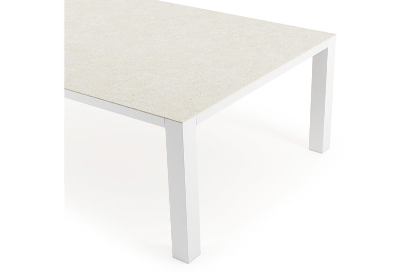 Nano tuintafel in wit aluminium en volkeramiek shilin - L 240 x B 148 x H 75 cm