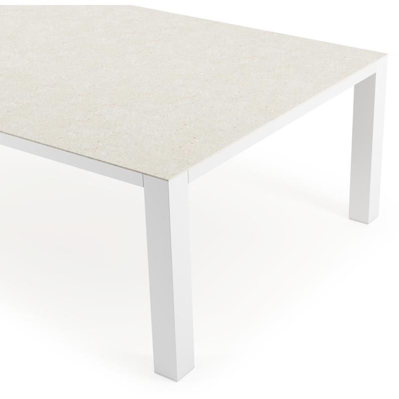 Table de jardin Nano en aluminium blanc et céramique pleine shilin - Lg 240 x Larg. 148 x H 75 cm