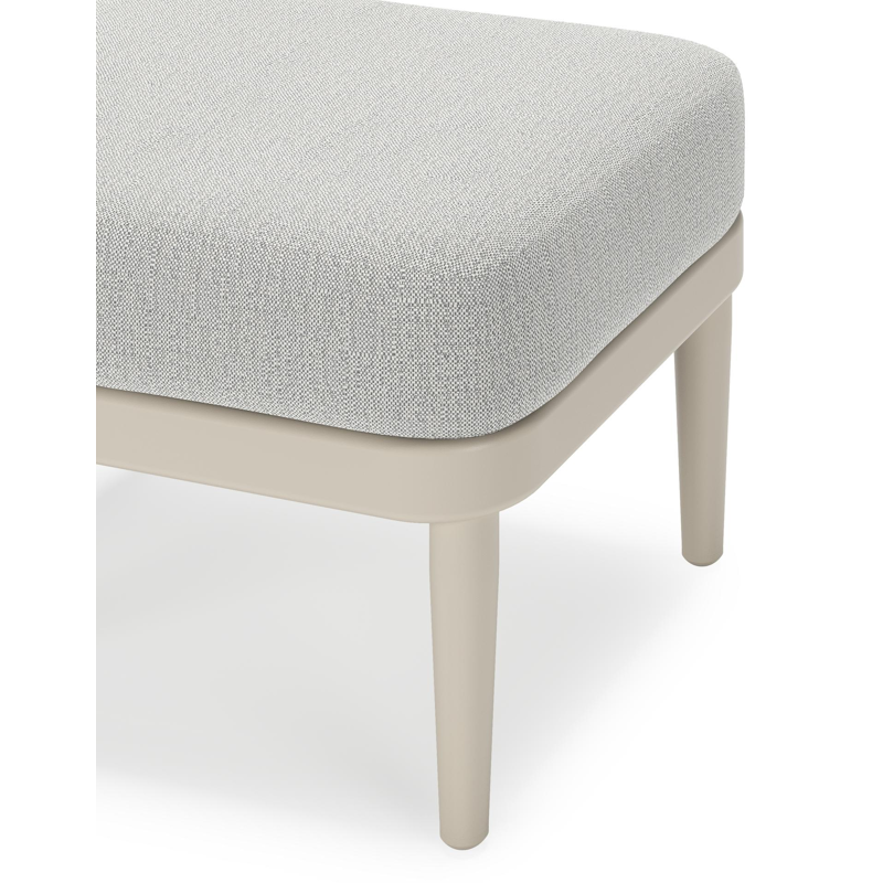 Pouf Orso en aluminium beige et coussins en all weather sunbrella® luxe Savane Nimbus
