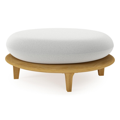 Bomero poef in teak met natte grey chine all weather sunbrella® luxe kussen