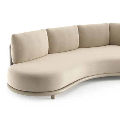 Lomano loungebank in beige aluminium en beige verticaal geweven luxe vlakke rope met althea chalk all weather cosytica kussen