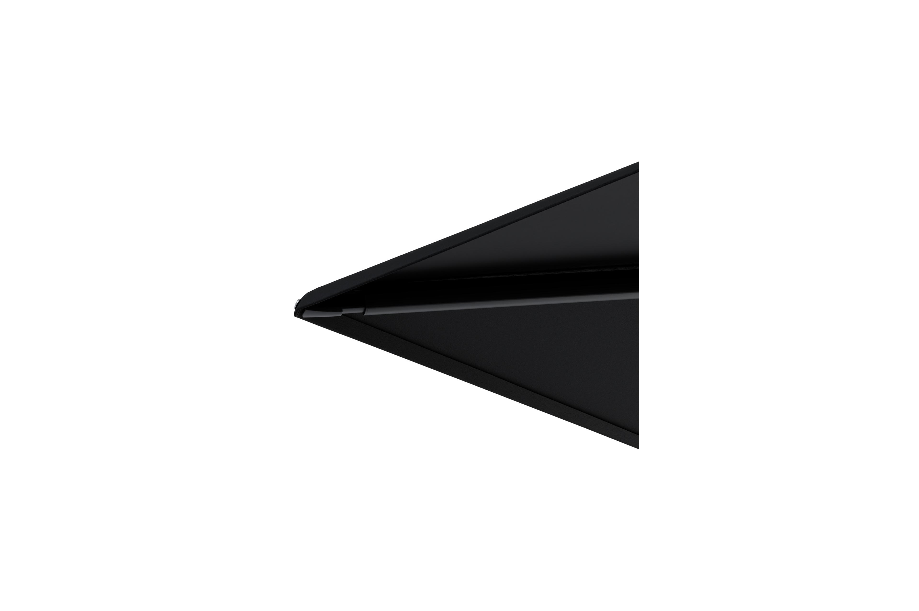 Minore zweefparasol met tiltfunctie in zwart aluminium met zwart all weather sunbrella® premium parasoldoek - L1 400 x L2 300 cm (zonder voet)