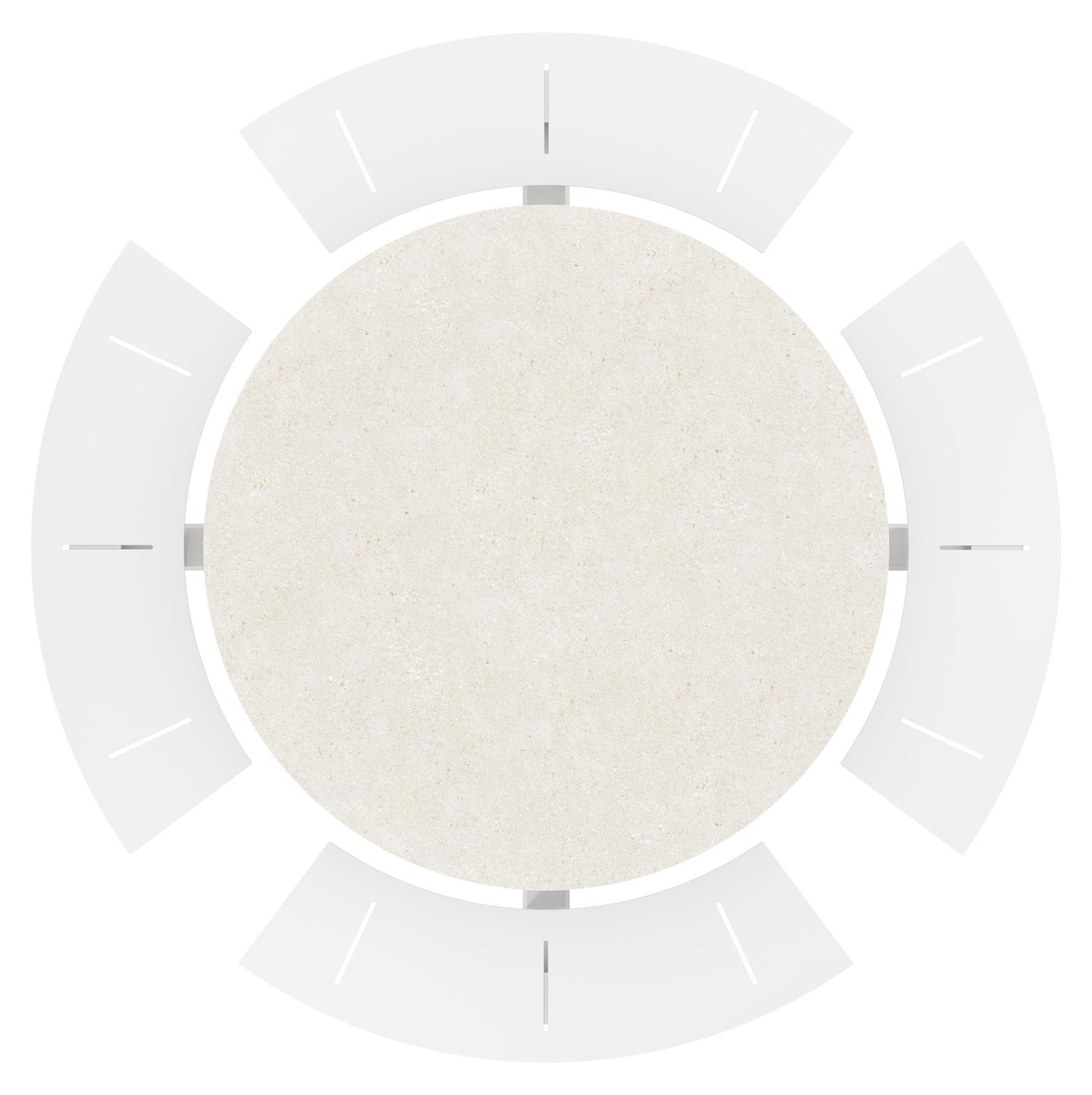 Rondino picknicktafel in wit aluminium en volkeramiek shilin tafelblad - Ø 236 x H 71,5 cm